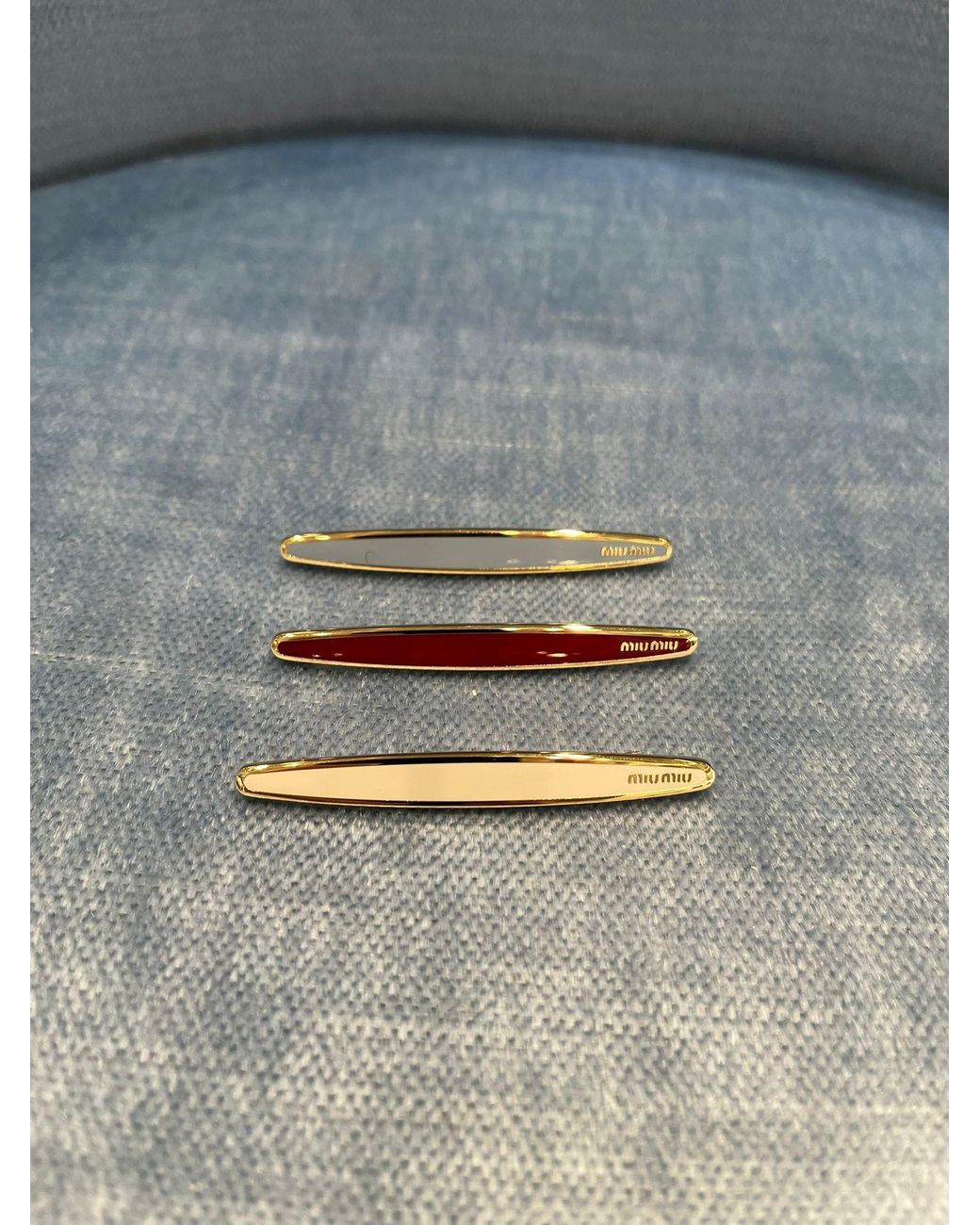 Miu Miu White Enameled Metal Hair Clips
