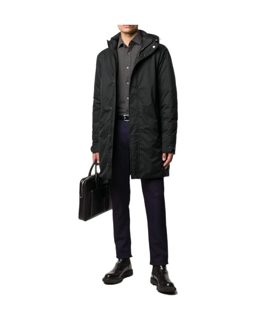 Moorer Black Long-Sleeved Down Jacket for men