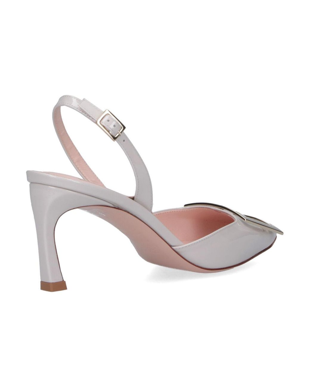 Roger Vivier White Trompette Buckle Slingback Pumps