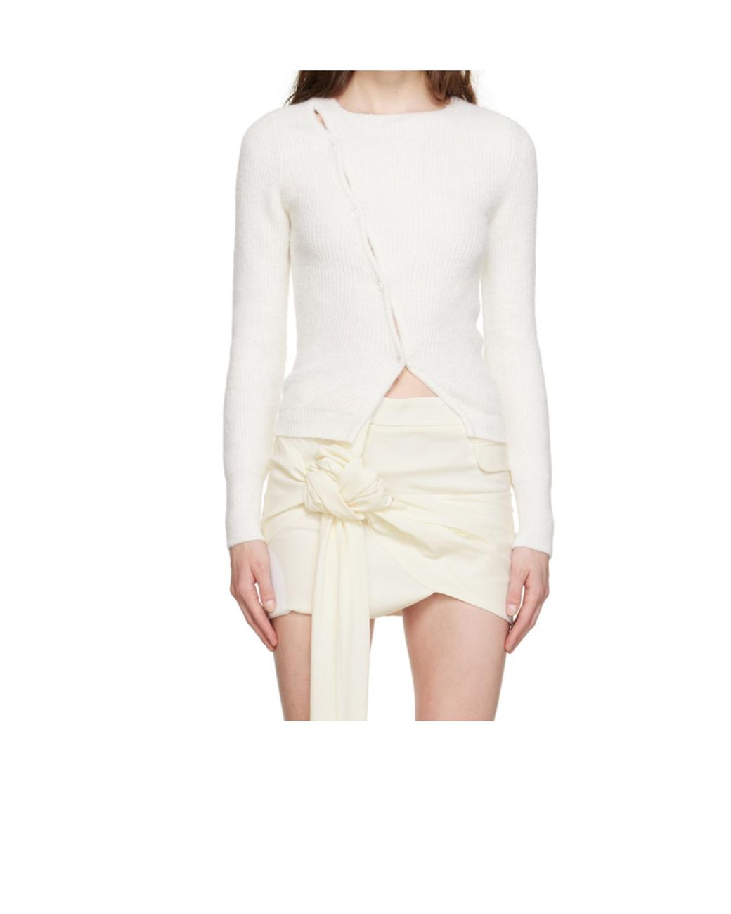 Jacquemus White La Maille Pau Asymmetric Cardigan