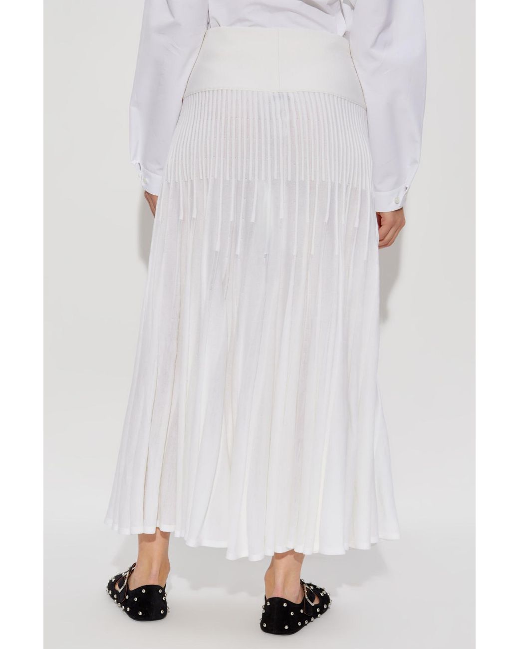 Alaïa White Alaïa High Waist Pleated Skirt
