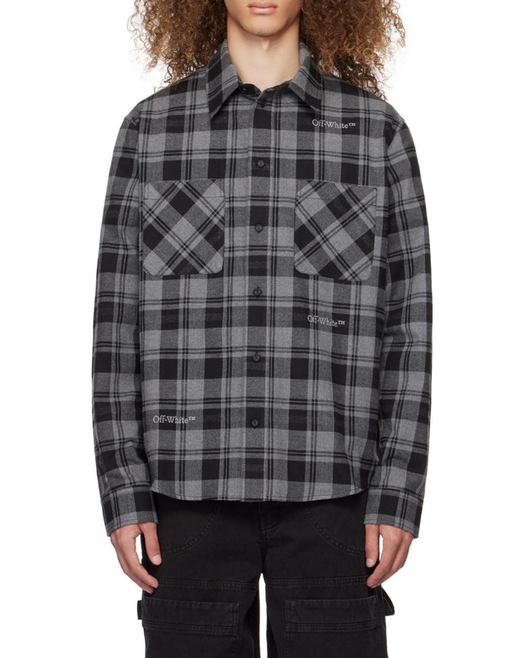 Off-White c/o Virgil Abloh Black Checked Long-Sleeved Shirt for men