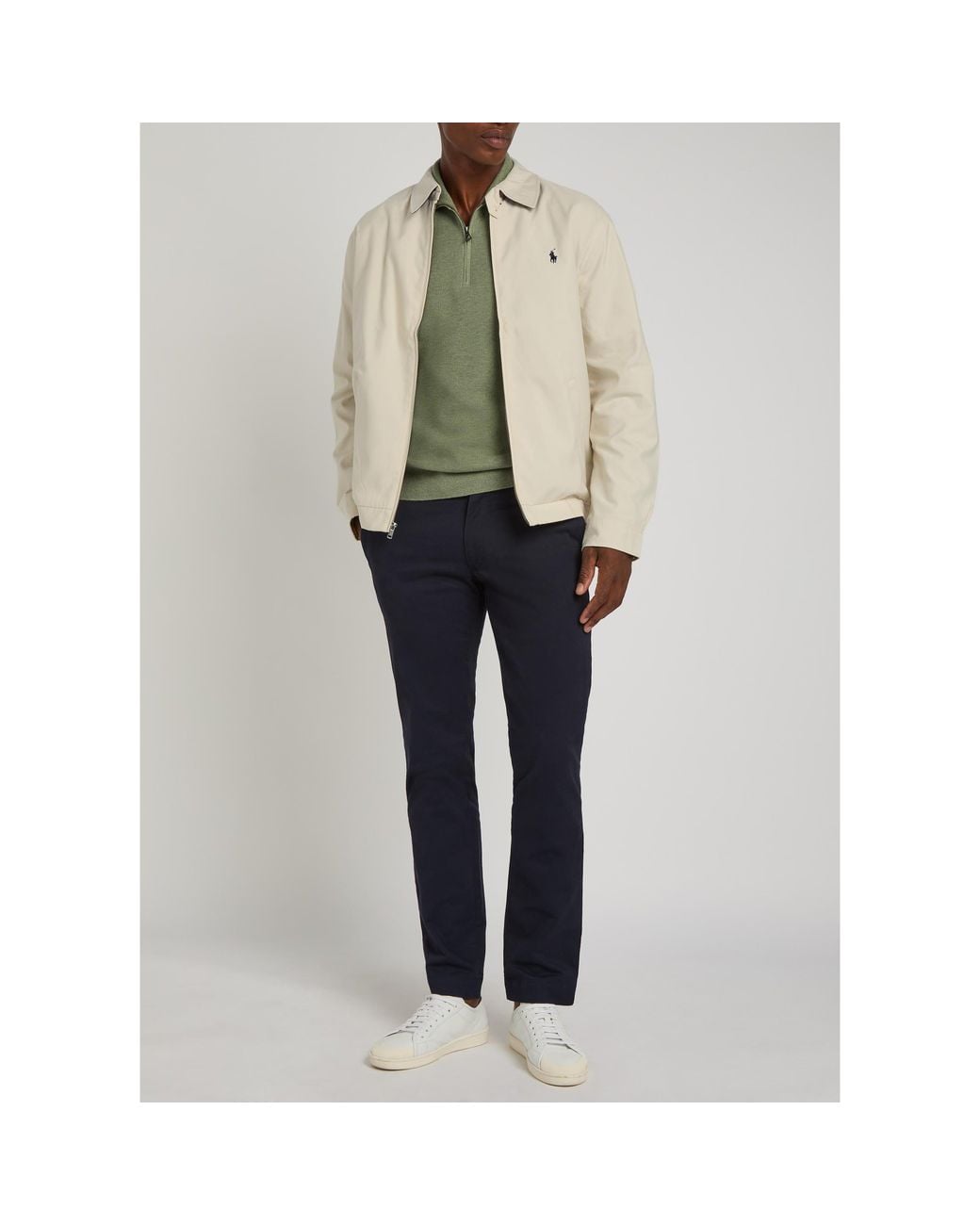 Polo Ralph Lauren White Notched Lapel Harrington Jacket for men