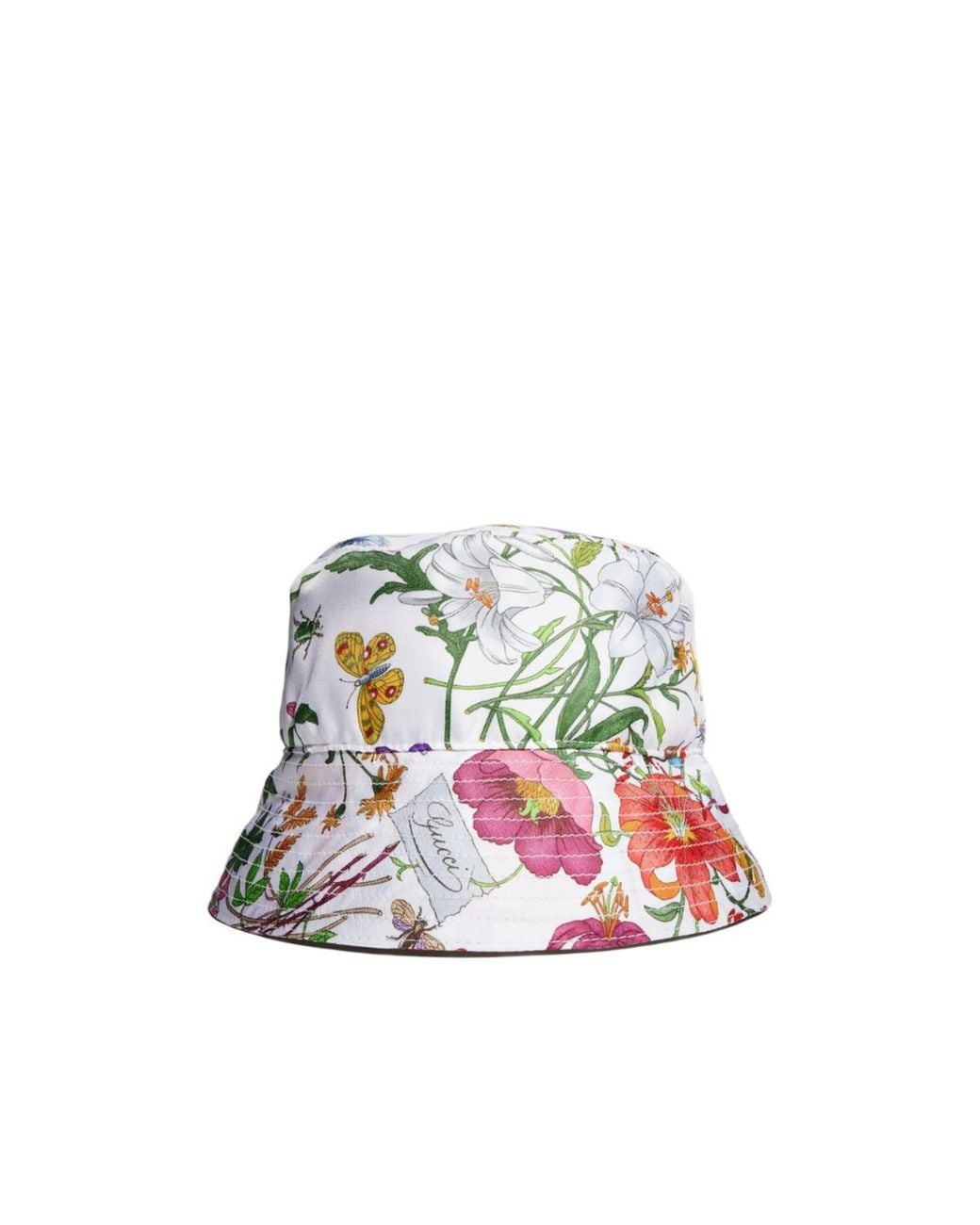 Gucci White Printed Twill Bucket Hat
