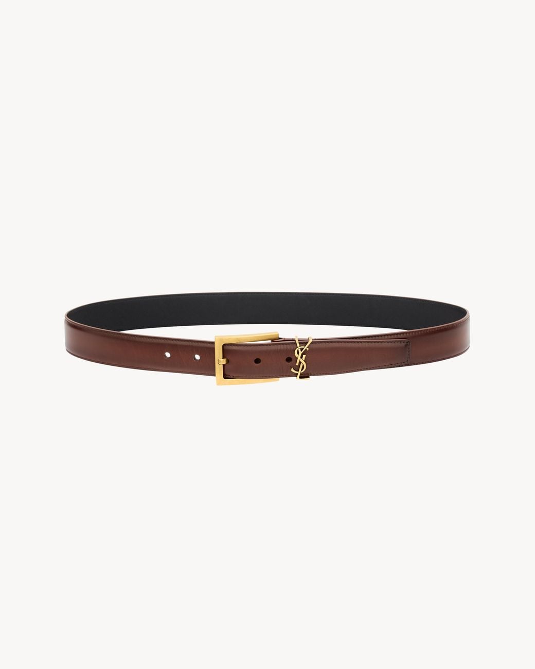 Saint Laurent White Cassandre Logo Plaque Belt