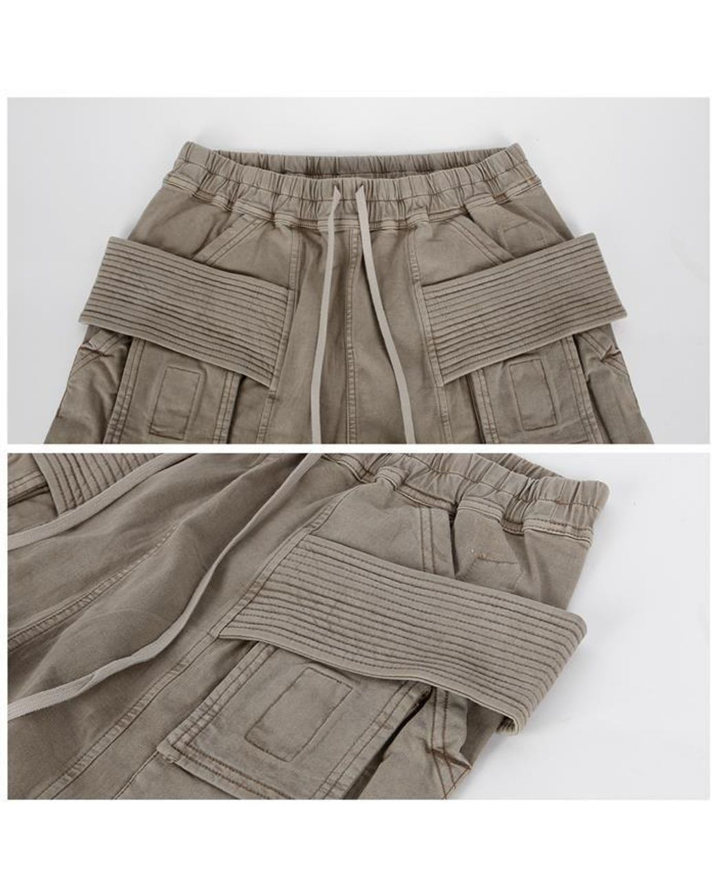 Rick Owens Natural Drawstring Cargo Pants for men