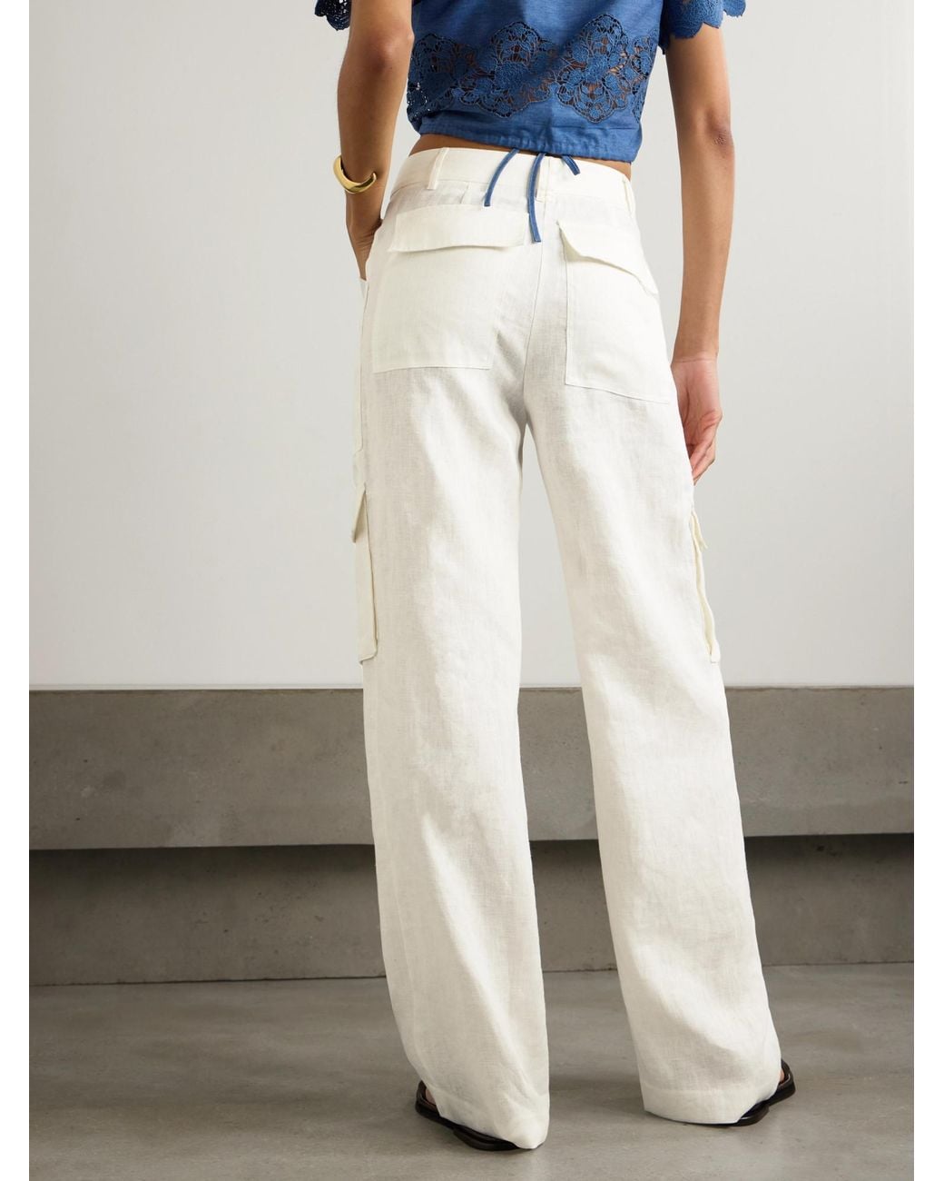 LoveShackFancy White Simple Cargo Pants