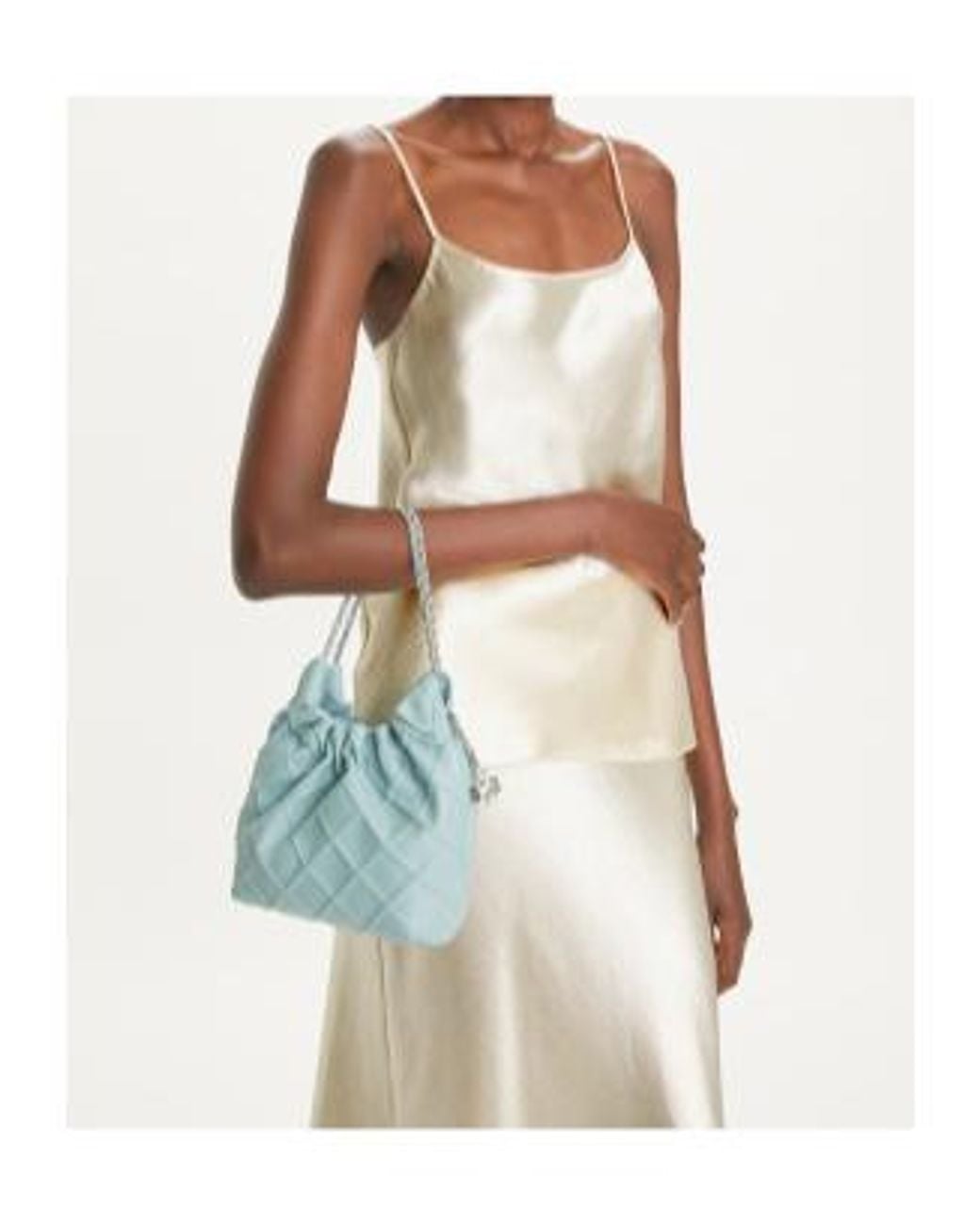 Tory Burch Blue Mini Fleming Drawstring Hobo Bag