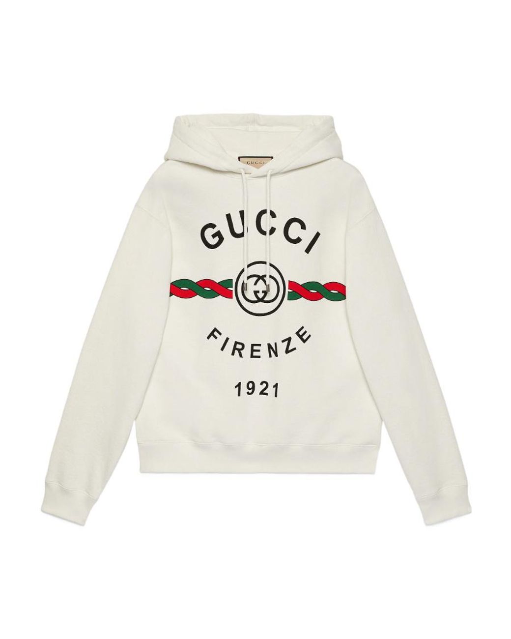 Gucci White Firenze 1921 Printed Hoodie for men