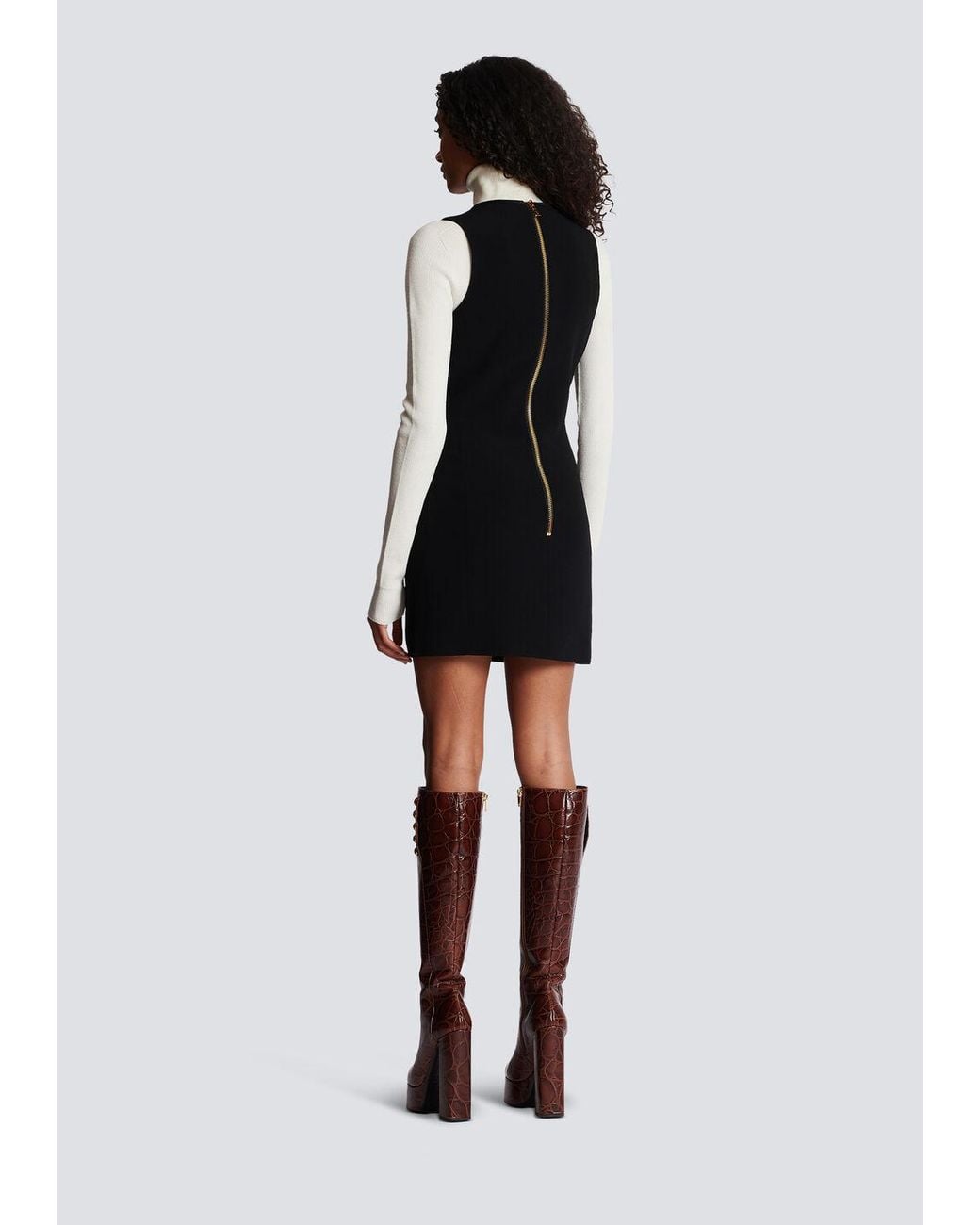Balmain Black Sleeveless Crepe Dress