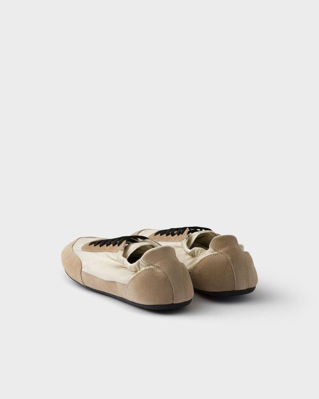 Prada White Two-Toned Collapse Sneakers