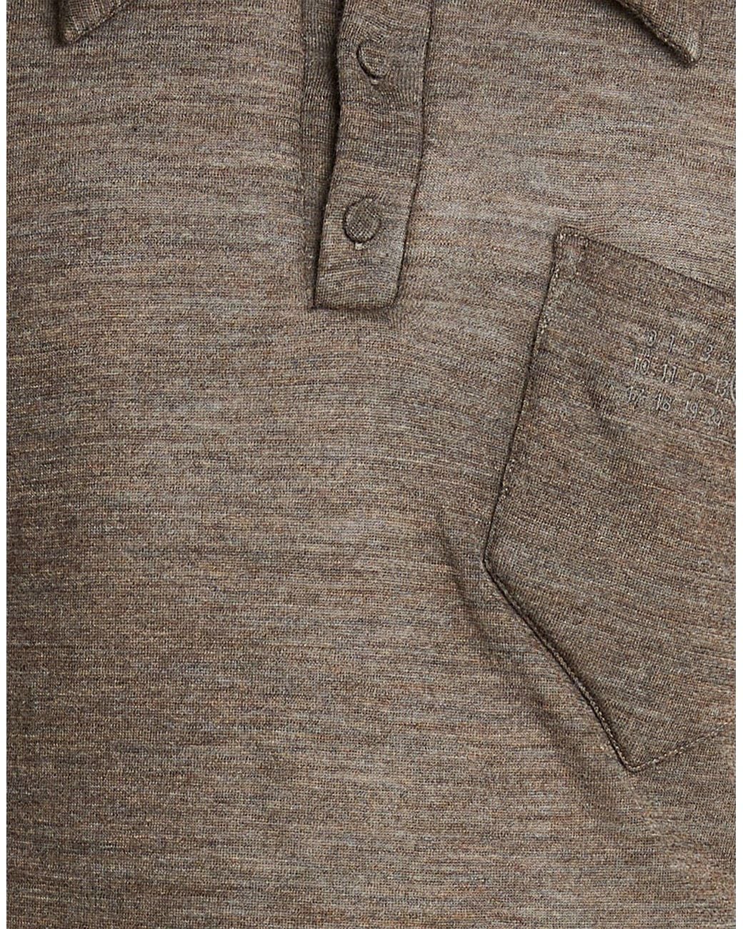 MM6 by Maison Margiela Brown Solid-Color Wool Short-Sleeve Knit Shirt