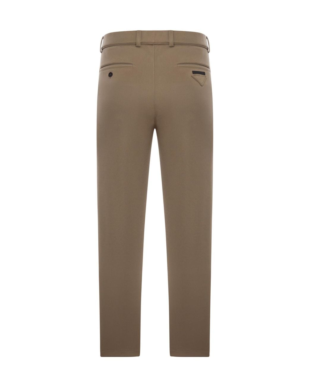 Prada Natural Triangle-Logo Patch Slim-Fit Trousers for men