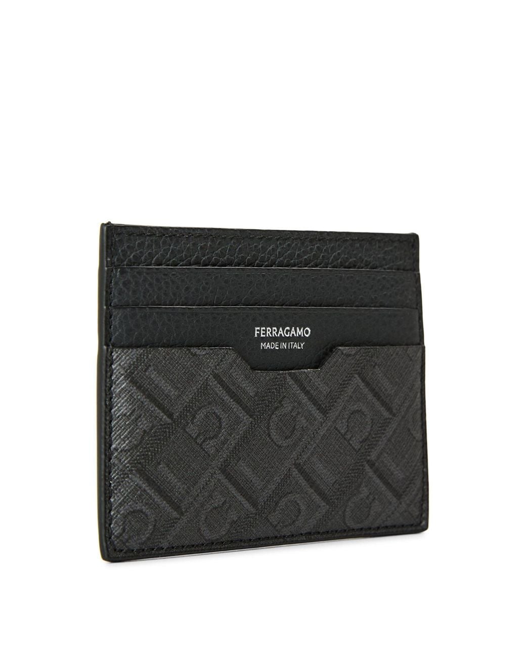 Ferragamo Black Spliced Embossed Card Holder for men
