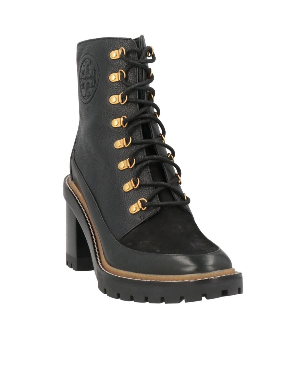 Tory Burch Black Minimalist Lace-Up Ankle Boots