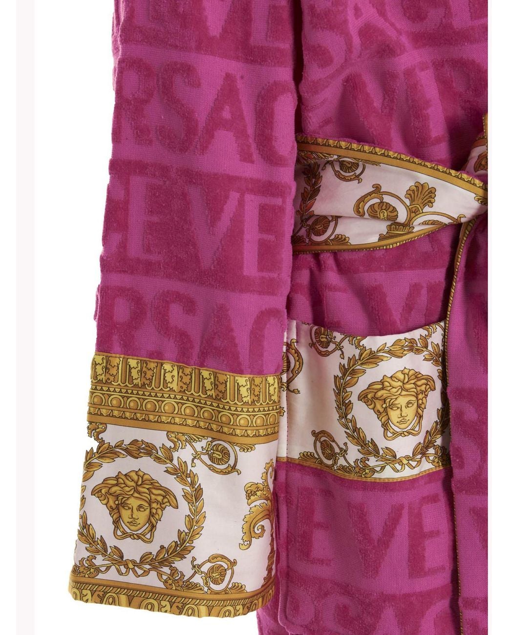 Versace Pink I Love Baroque Belted Bathrobe