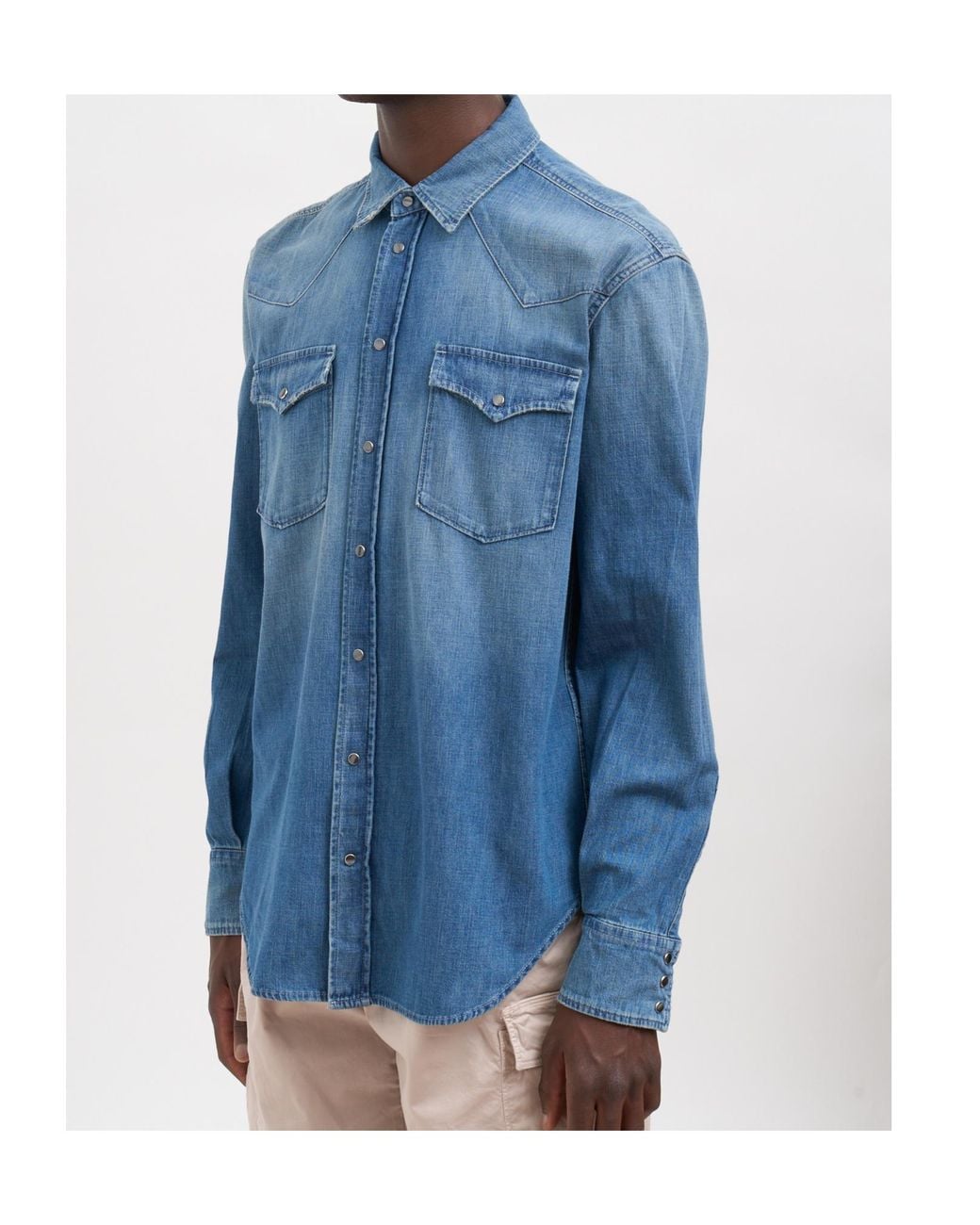Dondup Blue Western Denim Shirt for men