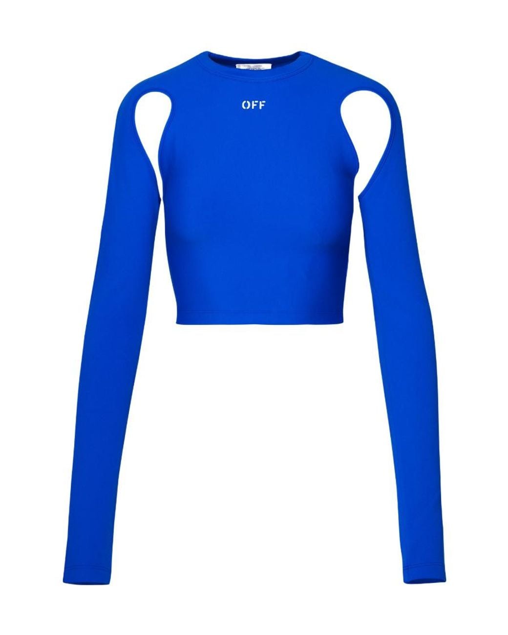 Off-White c/o Virgil Abloh Blue Cut-Out Crewneck Long-Sleeved Top
