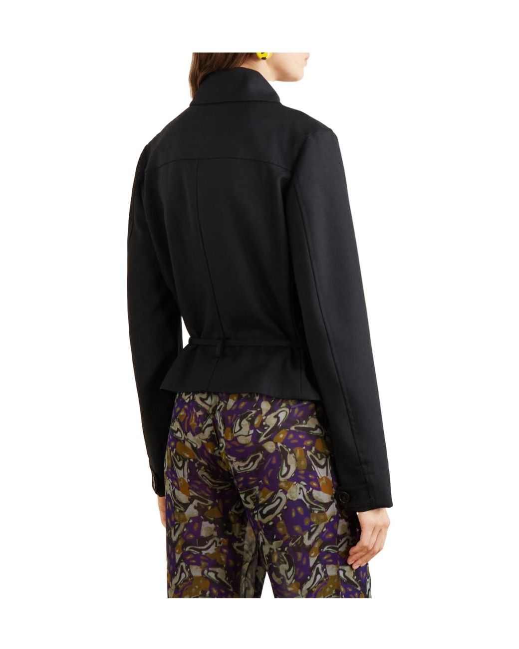 Dries Van Noten Black Collared Cropped Jacket