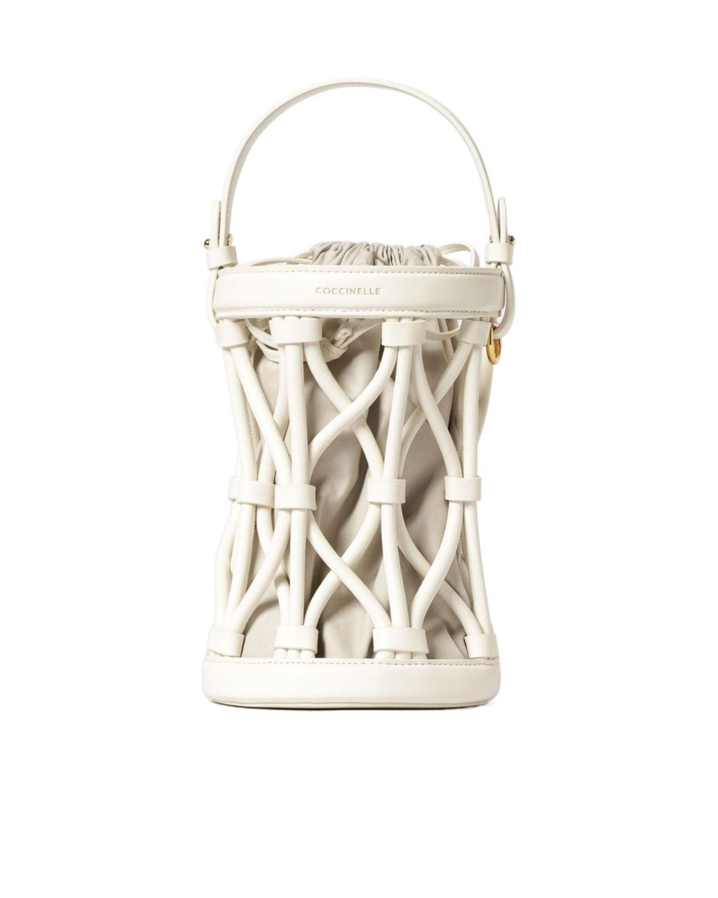 Coccinelle White Woven Bucket Bag