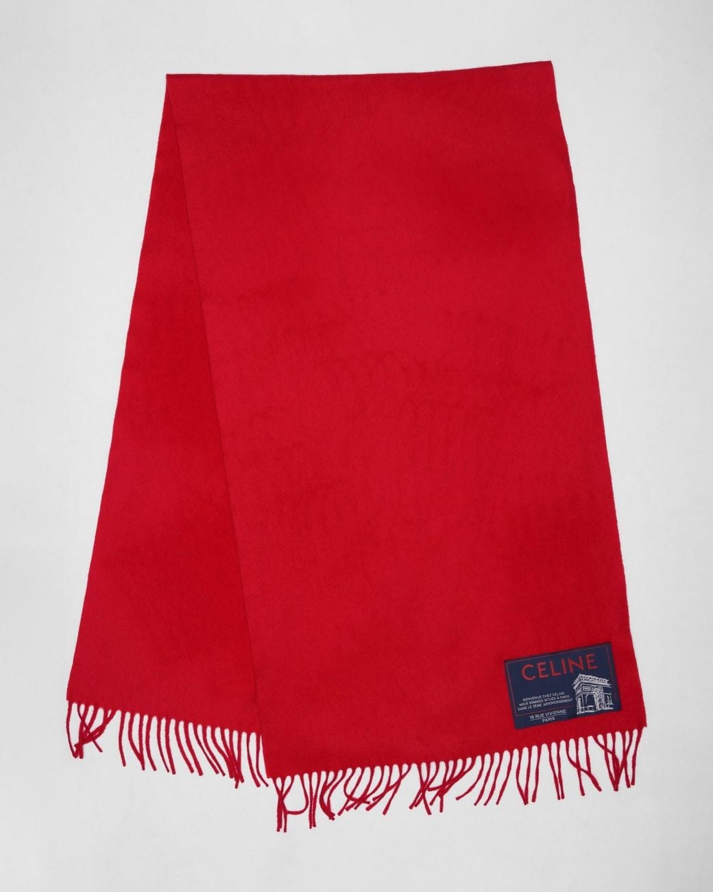 Céline Red Cashmere Wool Scarf
