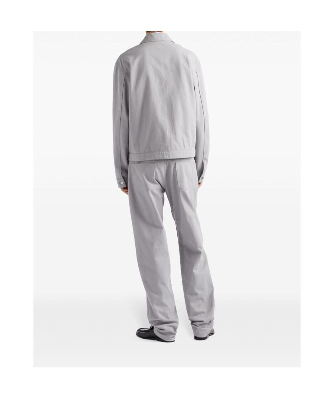 Prada Gray Logo-Plaque Denim Jacket for men