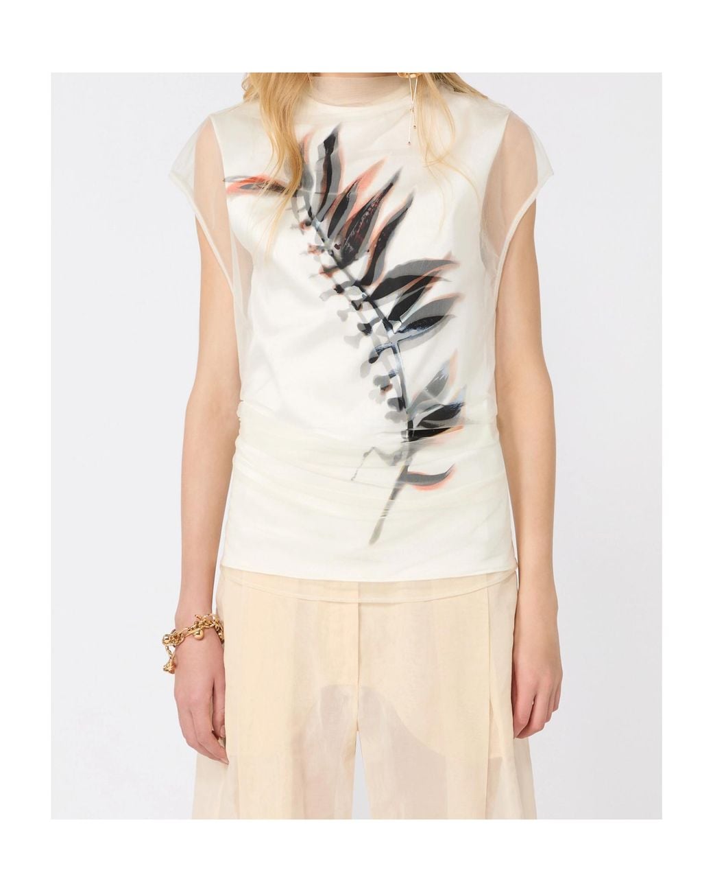 Sportmax White Genero Printed Sleeveless Top