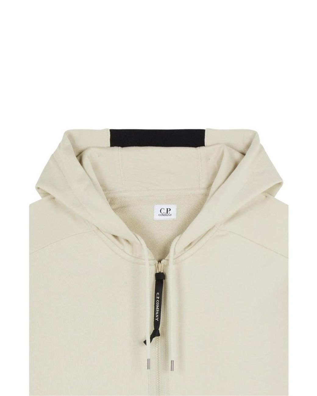 C P Company White Lens Detailed Zip-Up Hoodie for men
