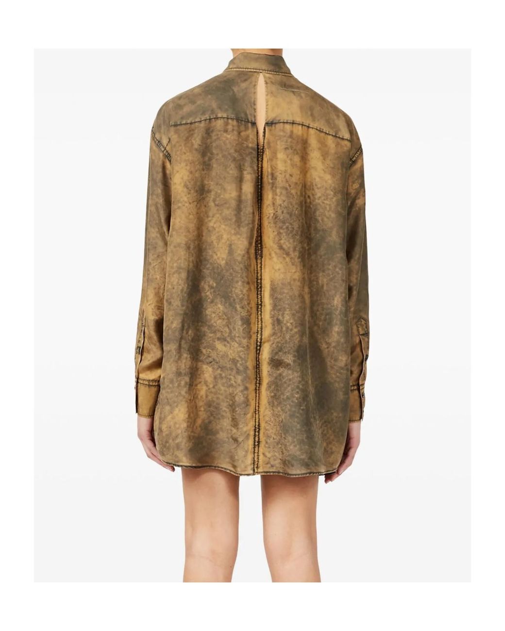MM6 by Maison Margiela Brown Cut-Out Detailed Tie-Dye Shirt