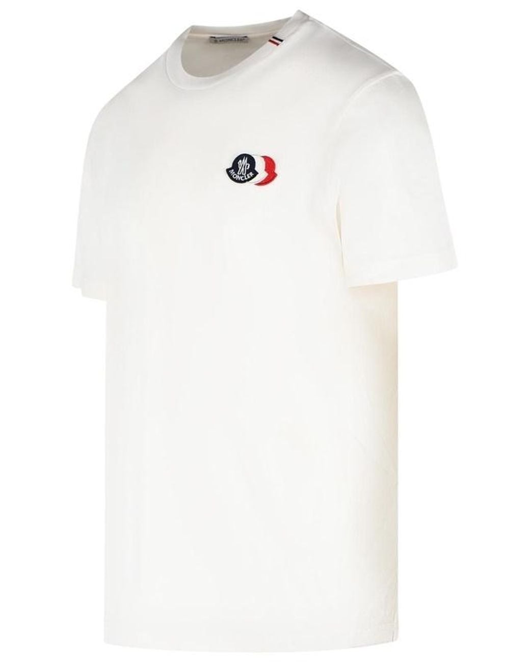 Moncler White Logo Patch Crewneck T-Shirt for men