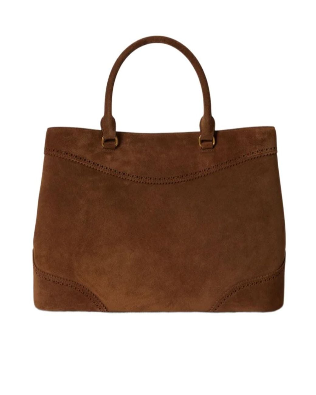 Ralph Lauren Brown Large Marcy Suede Tote Bag