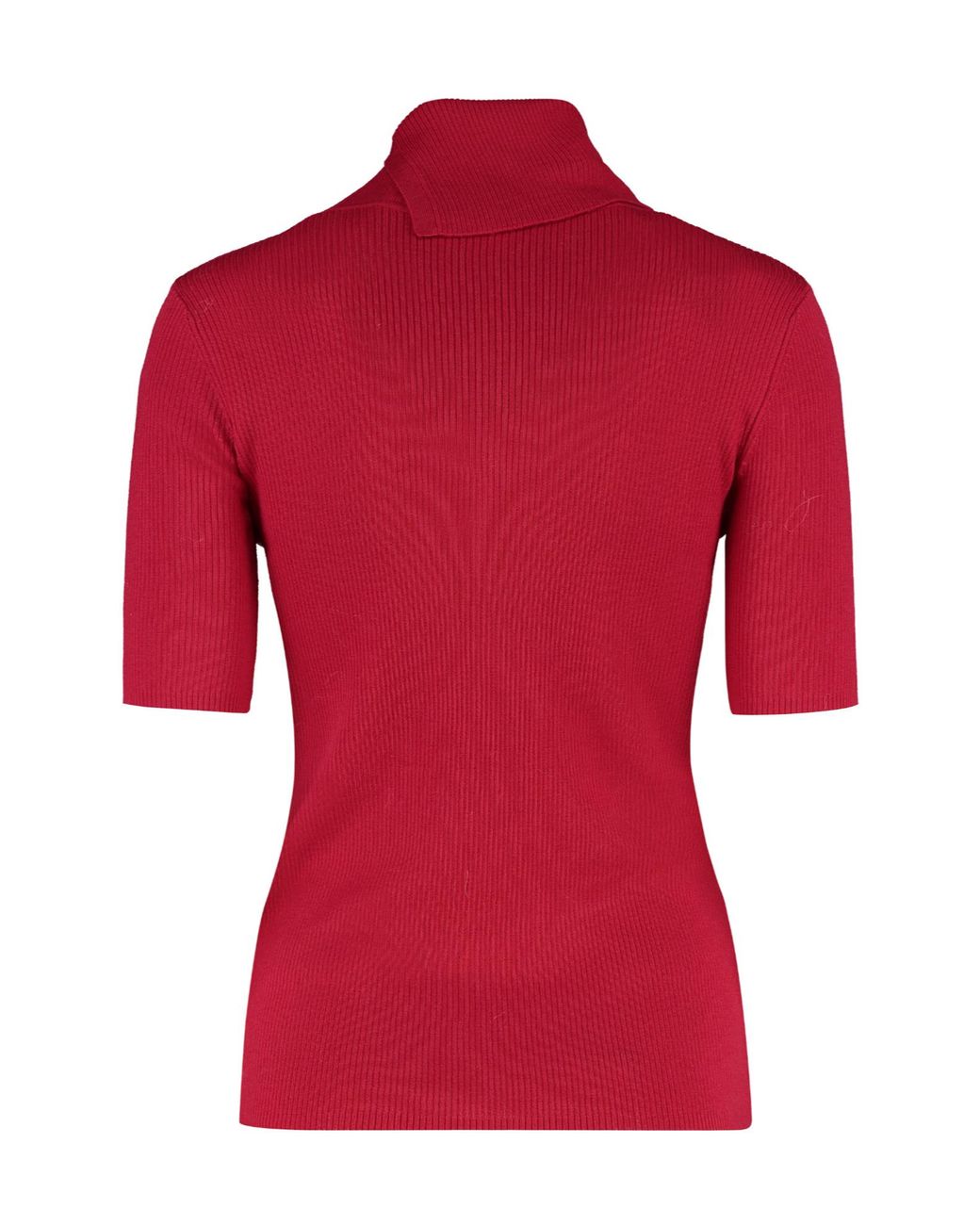 P.A.R.O.S.H. Red Ribbed-Knit Turtleneck Short-Sleeve Jumper