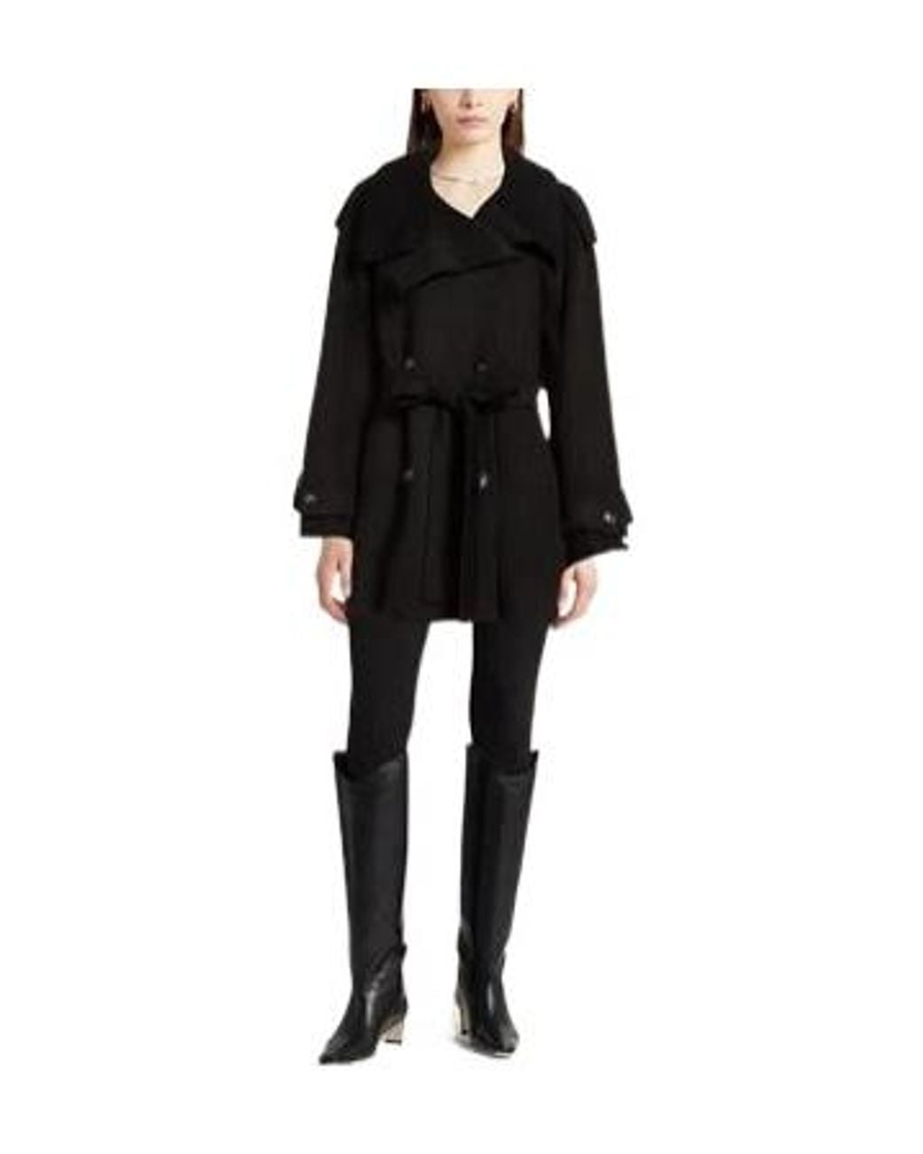 Sportmax Black Plain Colour Coats