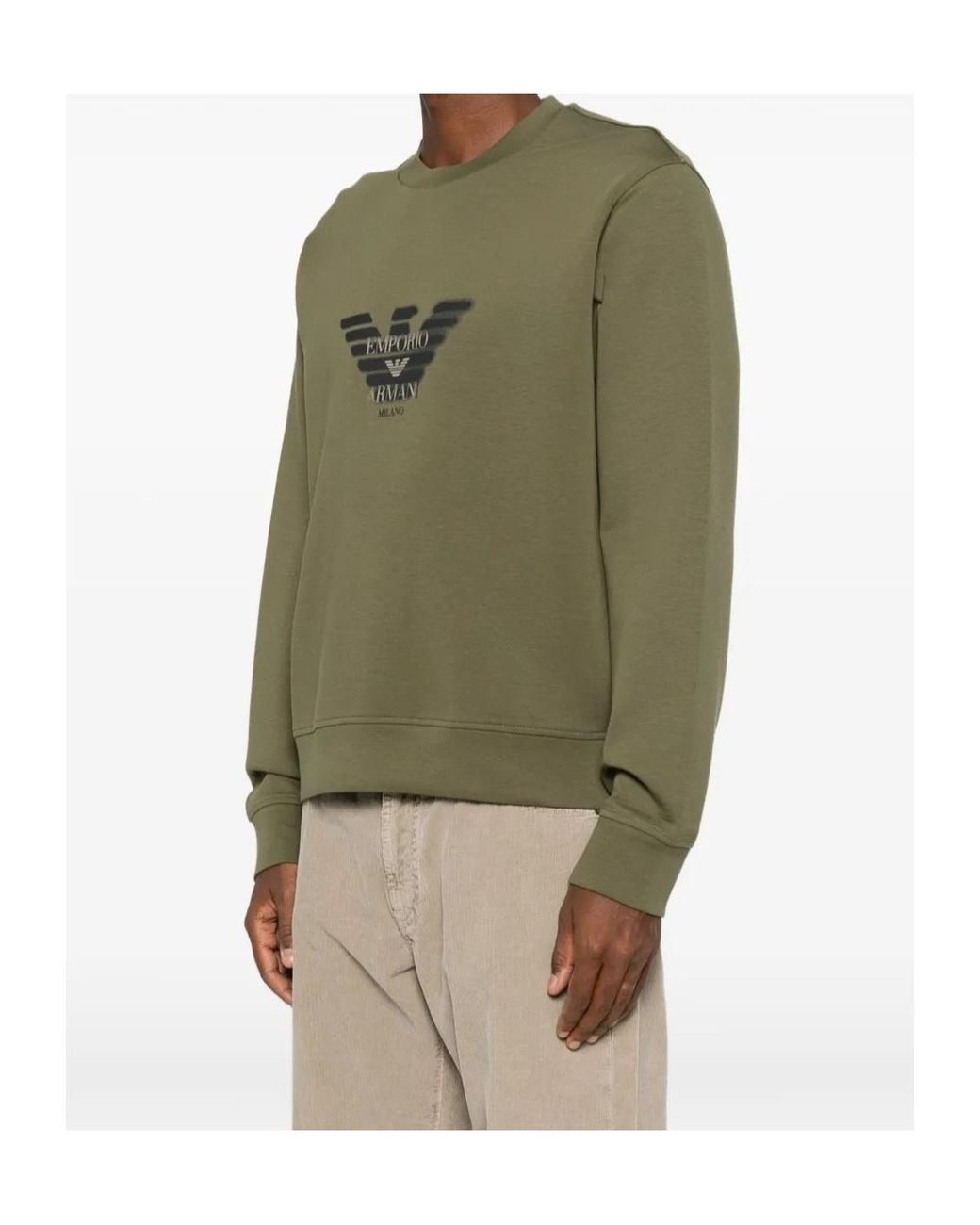 Emporio Armani Green Logo-Print Crew-Neck Sweatshirt for men