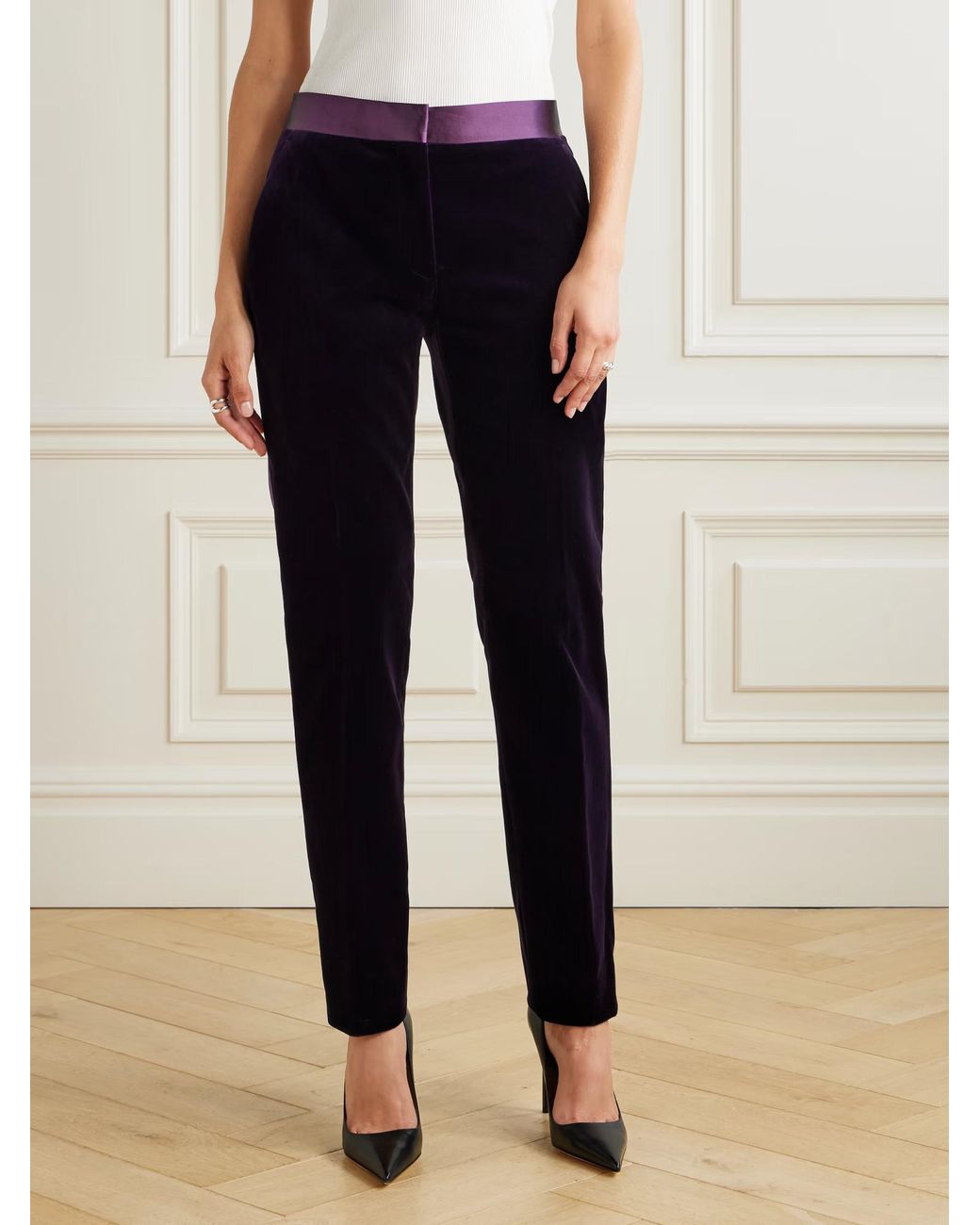 Tom Ford Blue Satin-Trimmed Casual Trousers