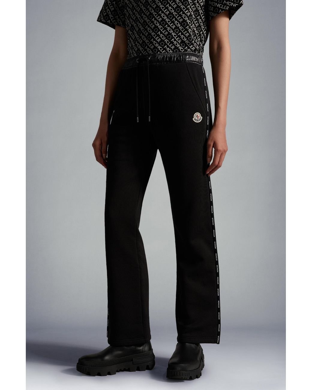 Moncler Black Logo Trim Drawstring Track Pants