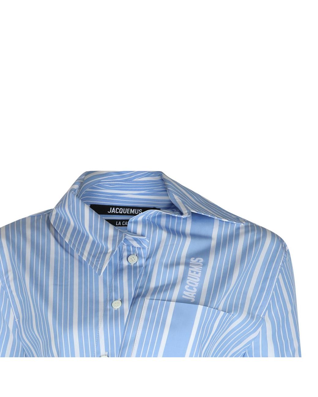 Jacquemus Blue Pablo Striped Asymmetric Hem Shirt