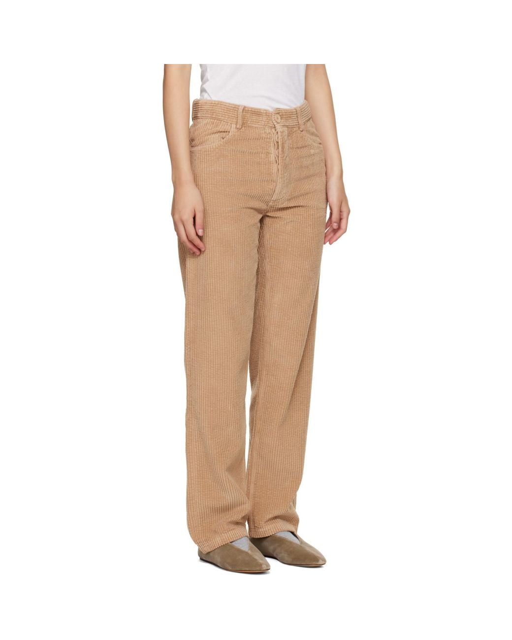 Baserange Natural Casual Trousers With Belt Loops