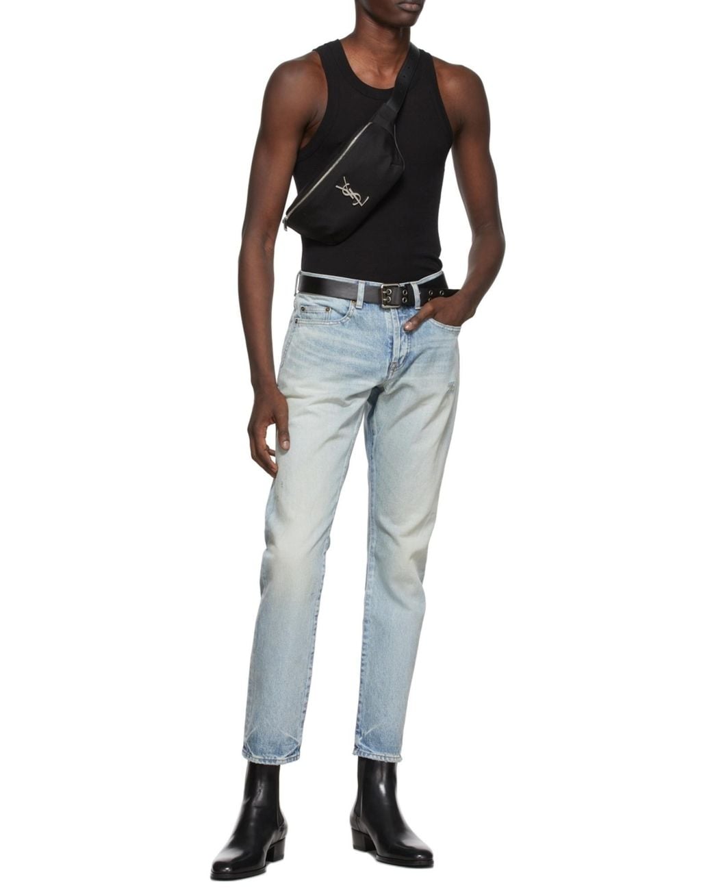 Saint Laurent Black Classic Monogram Belt Bag for men