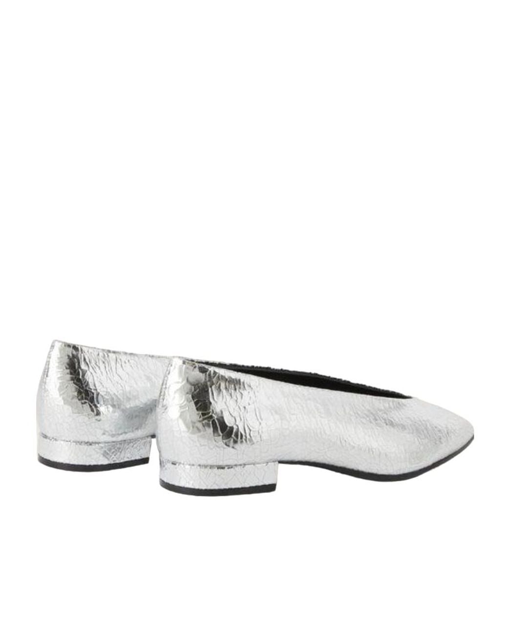 Loro Piana Gray Rebecca Crack-Texture Ballet Shoes