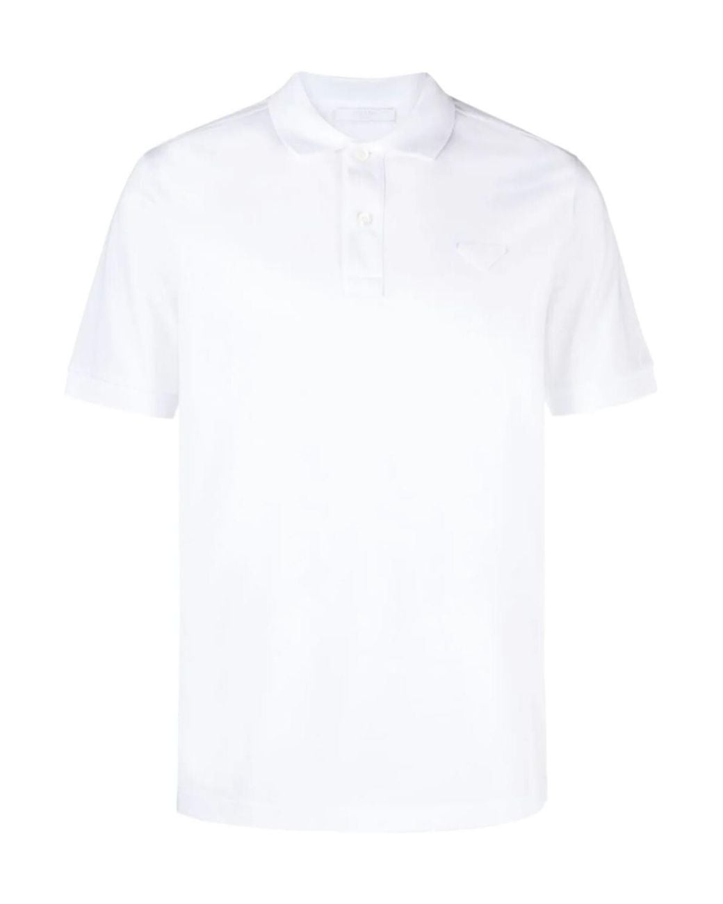 Prada White Short-Sleeved Buttoned Polo Shirt for men
