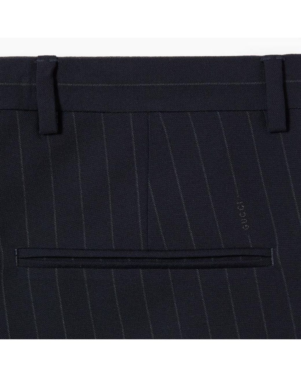 Gucci Blue Pinstripe Wool Trousers for men