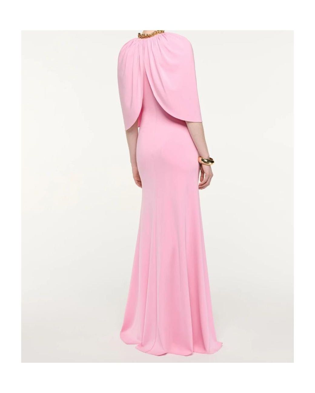 Roland Mouret Pink Gathered Cape Jersey Gown