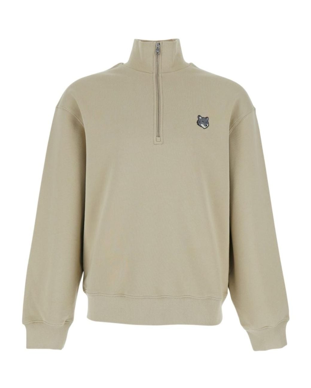 Maison Kitsuné Natural Maison Kitsuné Fox Head Half-Zip Sweatshirt for men