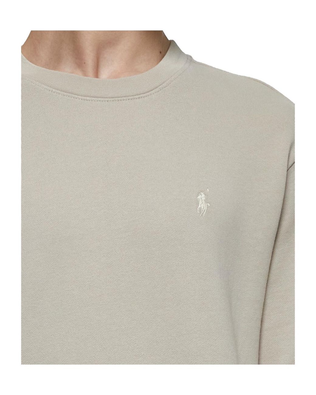 Polo Ralph Lauren White Loopback Fleece Sweatshirt for men