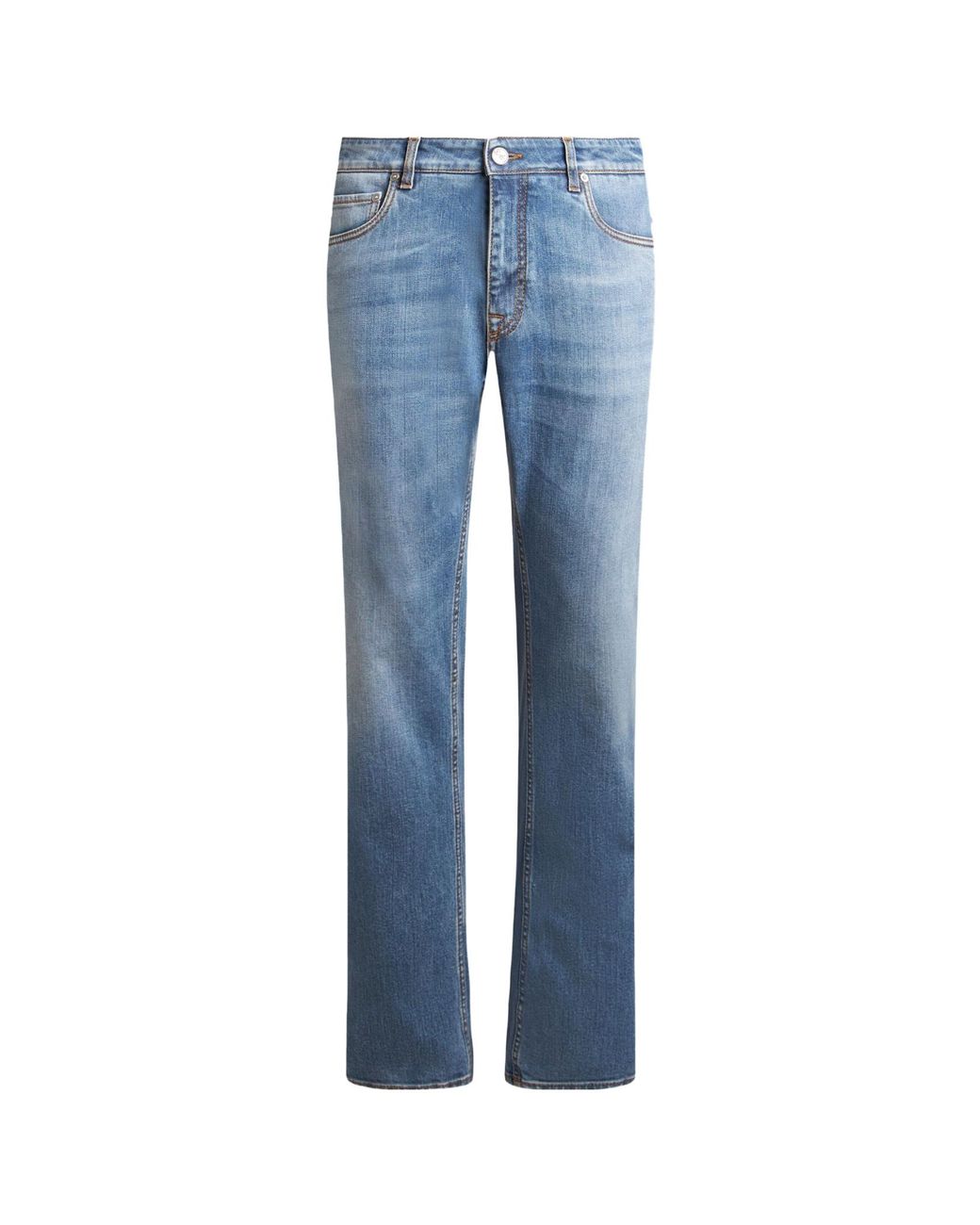 Etro Blue Embroidered Straight Leg Jeans for men