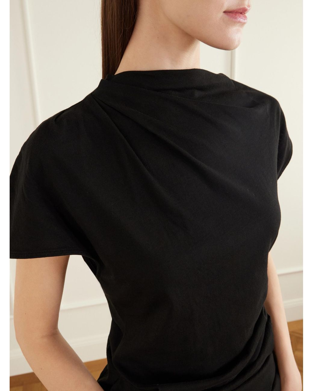 Agolde Black Gathered Jersey T-Shirt