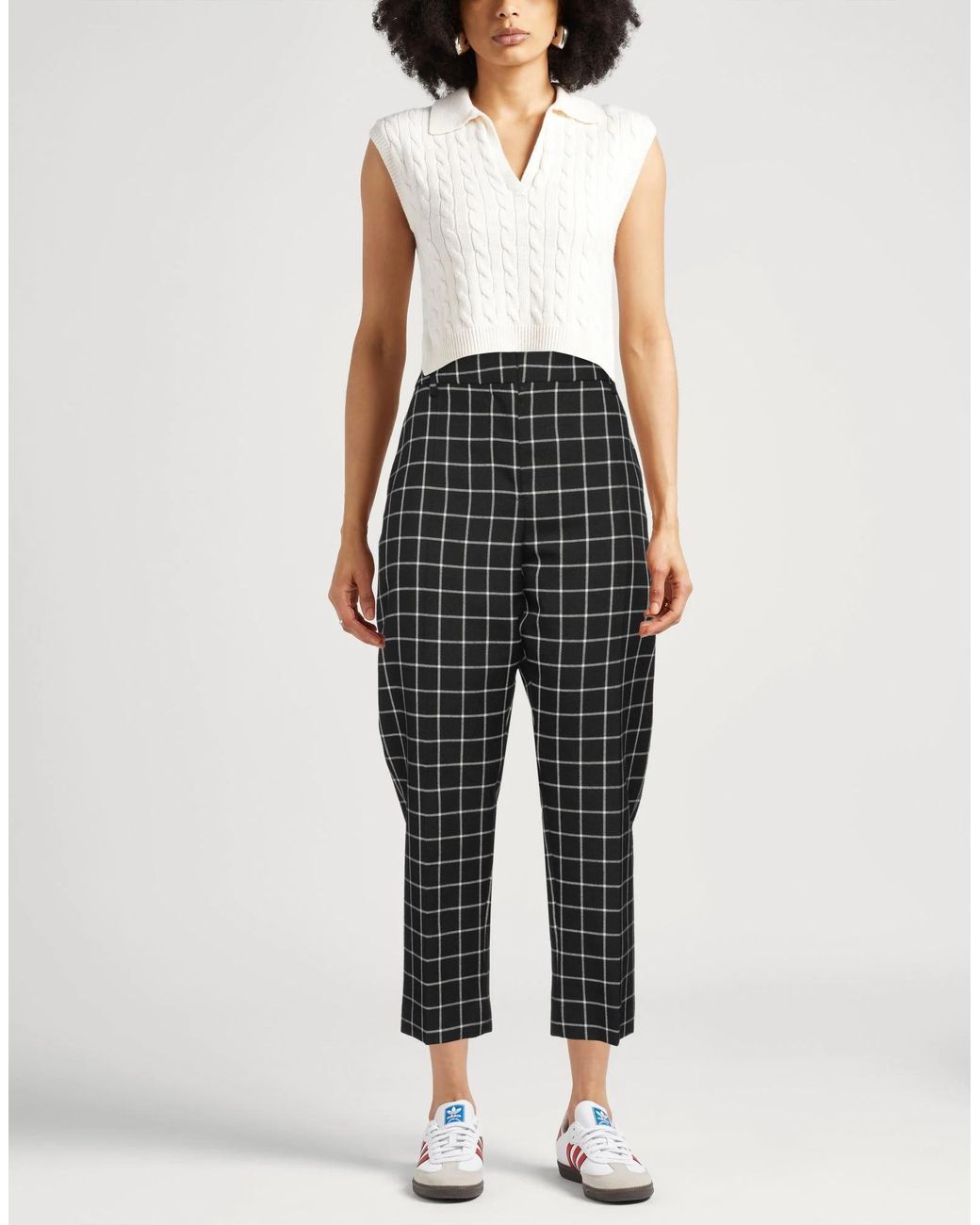 Marni Black Plaid Cropped Trousers