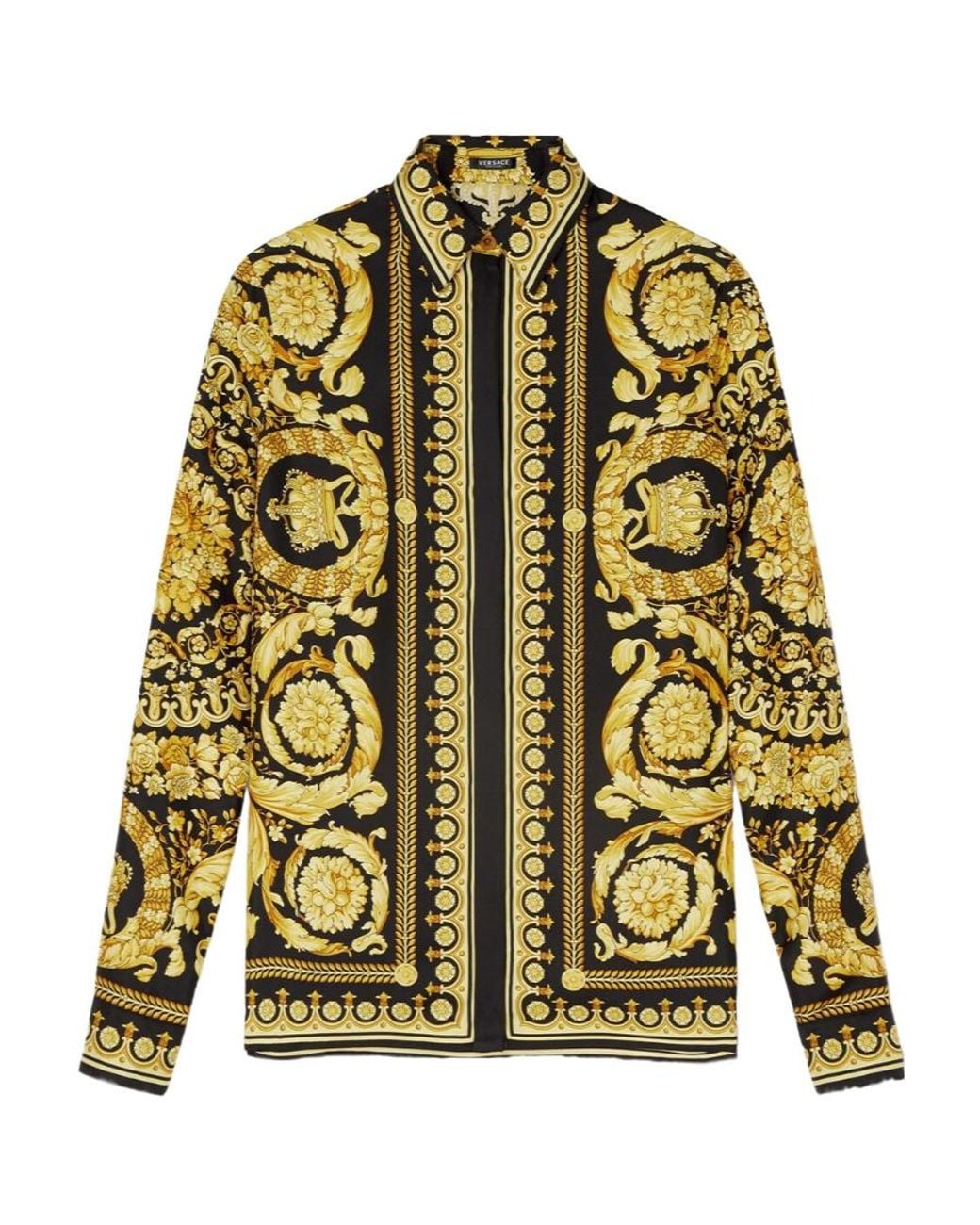 Versace Yellow Baroque Pattern Long Sleeved Shirt