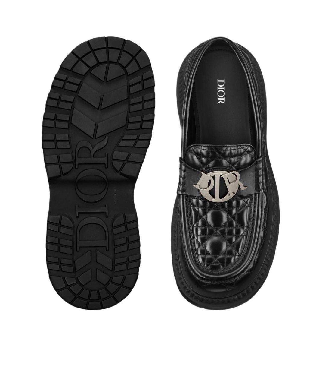 Dior Black Homme Logo Plaque Slip-On Buffalo Loafers for men